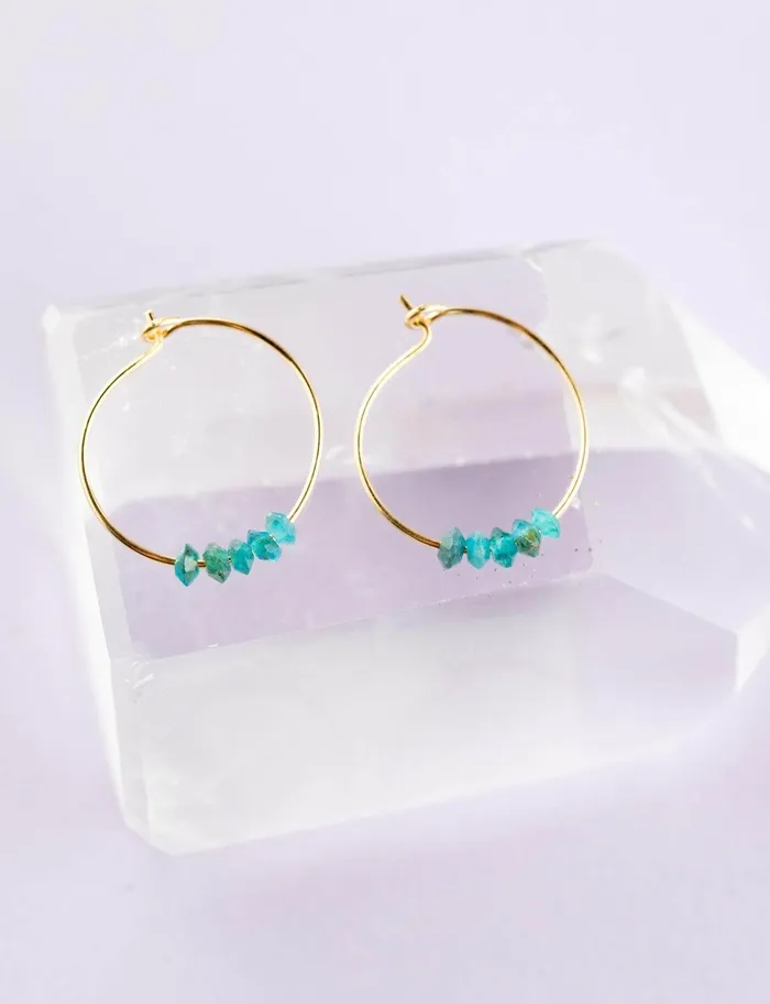 SoulKu Earrings Apatite Gold Hoop Earrings for Anything Is Possible