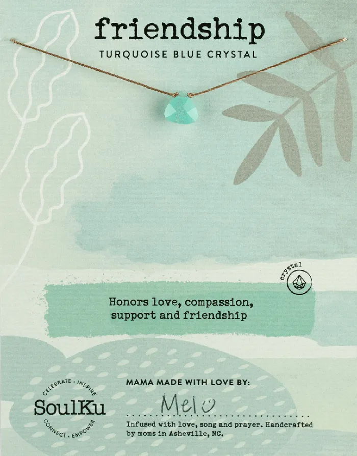 SoulKu Necklaces Turquoise Blue Crystal Soul Shine Necklace for Friendship